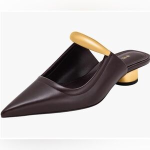JW PEI Pointed Slingback Pumps in Deep Burgundy with Gold Heel